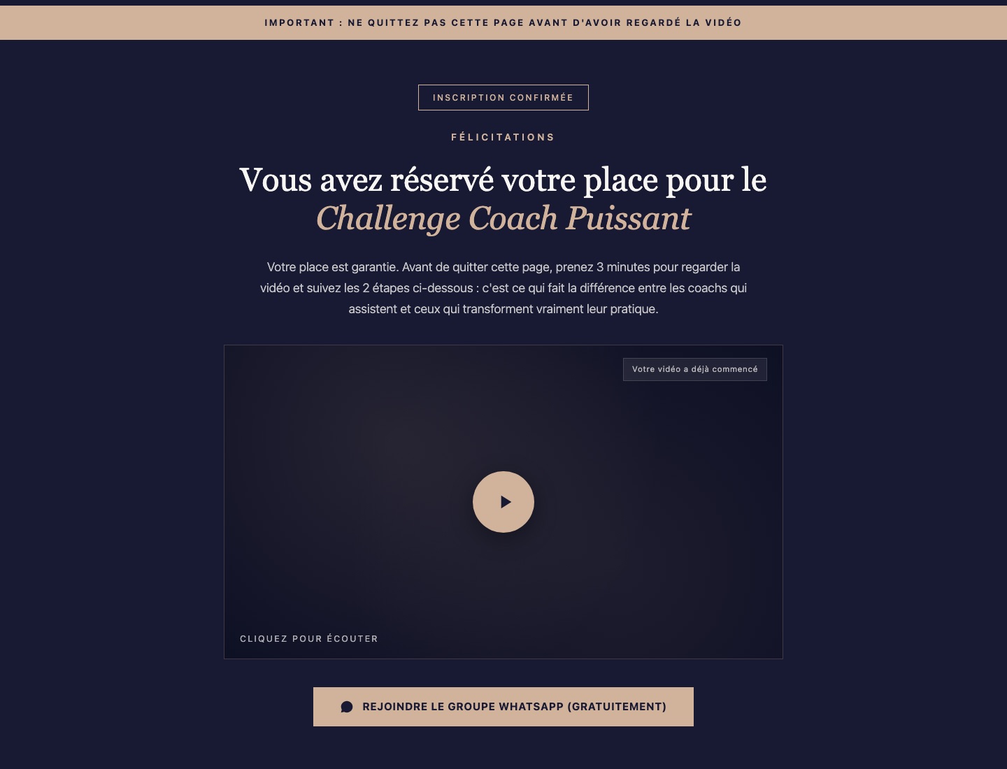 Coach Puissant — Confirmation